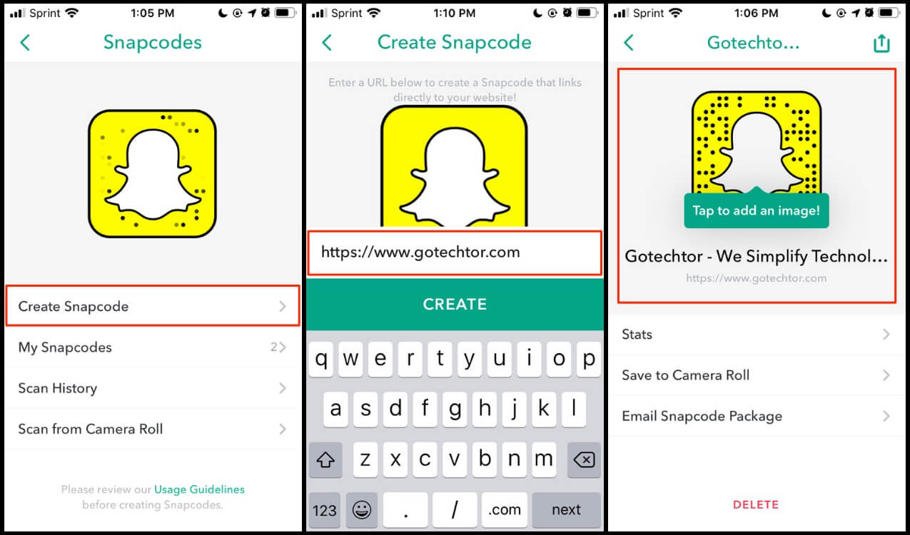 Creating Snapcodes in Snapchat