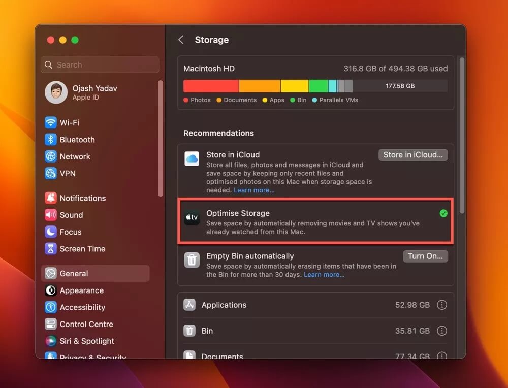 Optimize Mac storage